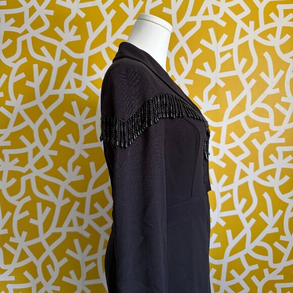 & Other Stories Los Angeles Atelier Black Beaded Long Sleeve Western Jumpsuit: 4 - Picture 4 of 10